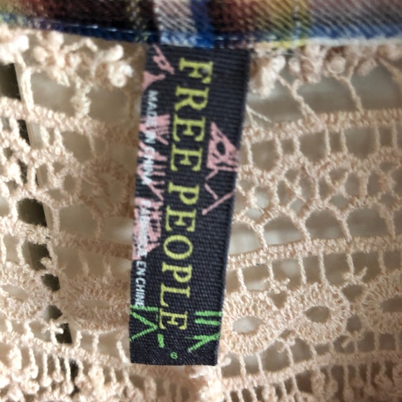 Free People Plaid & Lace Button Down - Picture 4 of 6